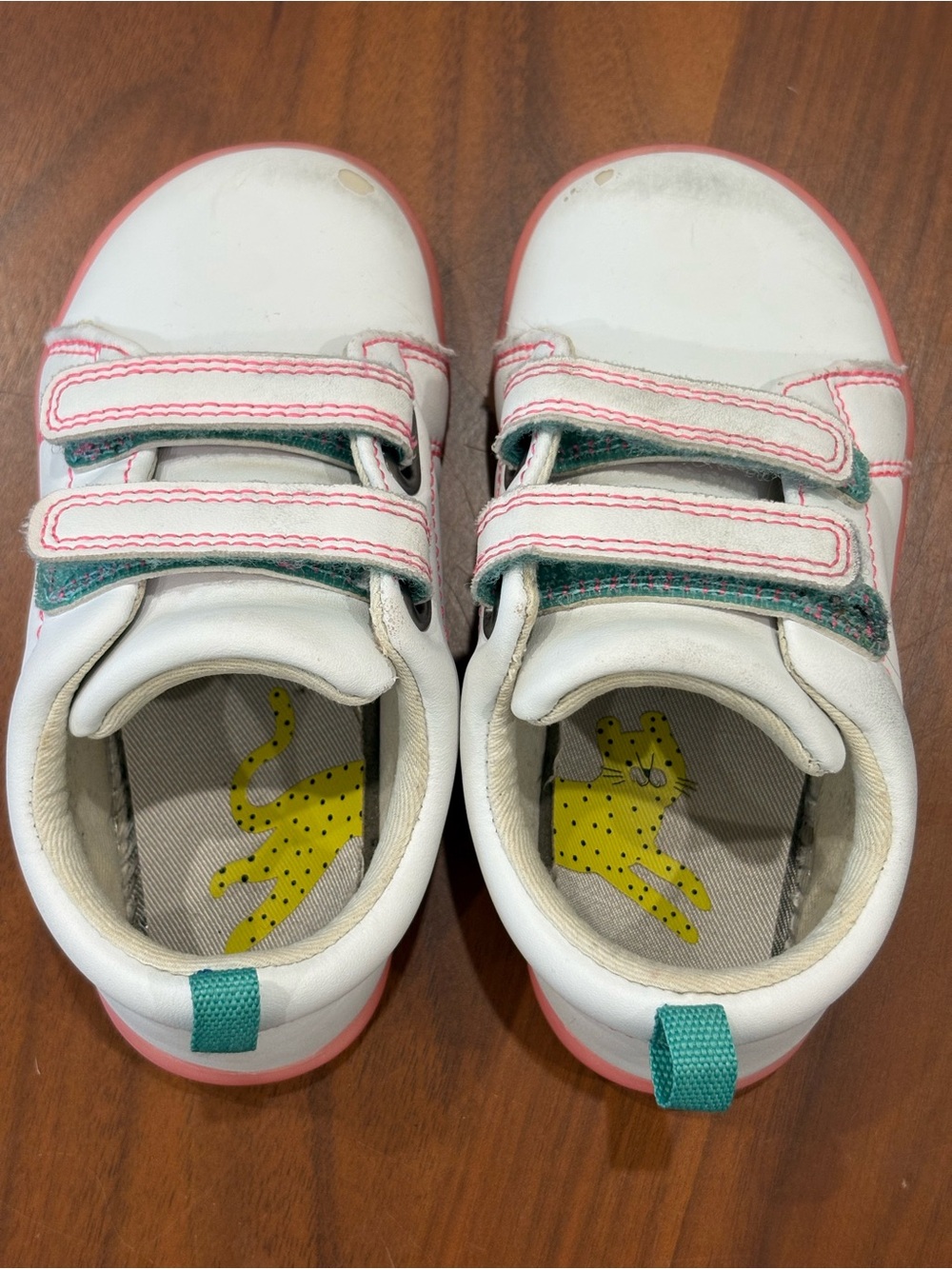 Ten Little White and Pink Velcro Sneakers